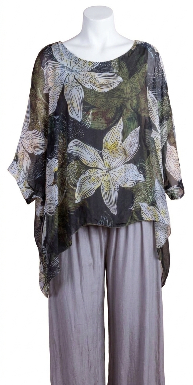 NEW GIGI MODA seta lily print kaftan in olive